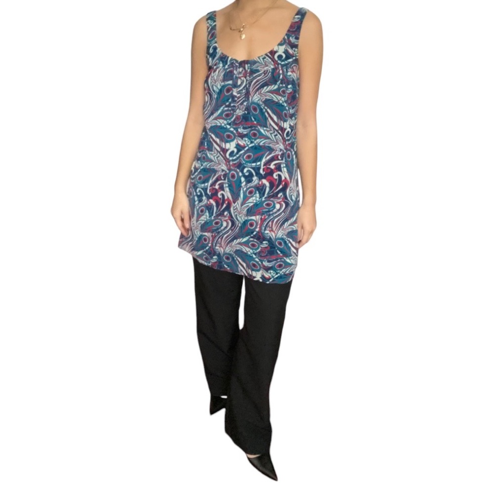 Guess Vintage Y2K Chiffon Printed Dress with Buttons Size S